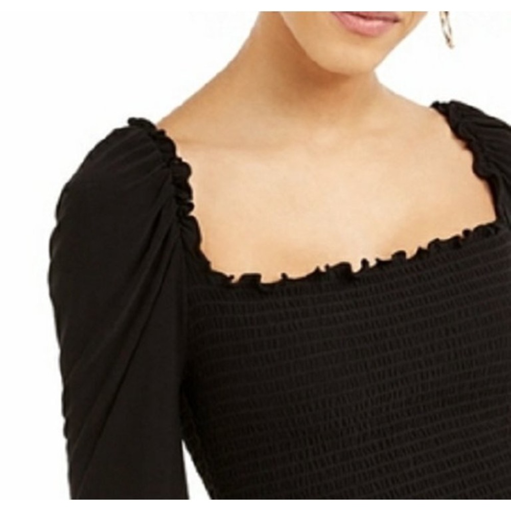 Bar Iii Womens Black Ribbed Solid Long Sleeve Squ… - image 3